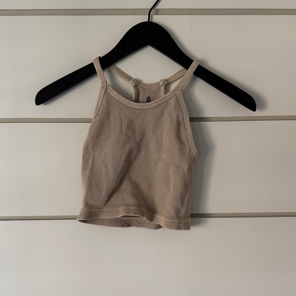 Free people Cropped Tan Ribbed Tank Top